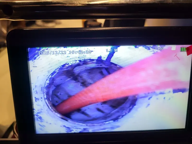 기장 스프링 장비가 관 안으로 들어간 내시경 화면